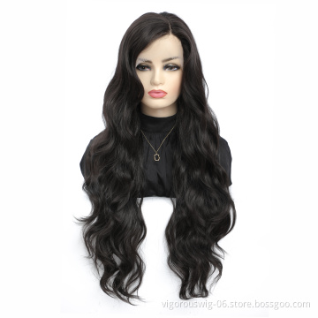 Vigorous cheap 26 inch colored heat resistant deep curly hand tied long styled synthetic lace front wigs for black women